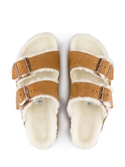 Birkenstock Mink Arizona Suede Shearling Sandals - Image 2 of 5