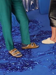 Birkenstock Mink Arizona Suede Shearling Sandals - Image 4 of 5