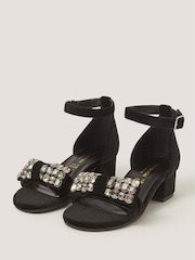 Monsoon Black Embellished Velvet Two-Part Heel Sandals - Image 1 of 2