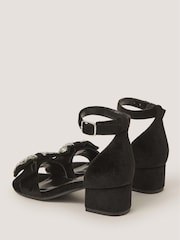 Monsoon Black Embellished Velvet Two-Part Heel Sandals - Image 2 of 2