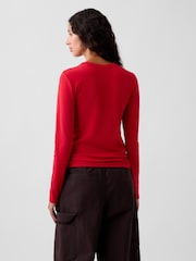 Gap Red Modern Long Sleeve T-Shirt - Image 2 of 3