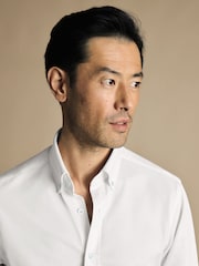 Charles Tyrwhitt White Four Way Stretch Button Down Jersey Shirt - Image 2 of 6