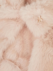Monsoon Pink Butterfly Embellished Faux Fur Coat - Image 2 of 2