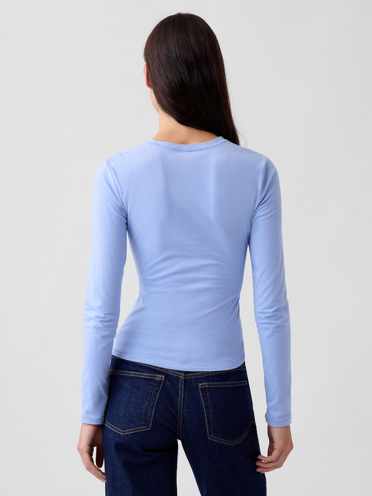 Gap Light Blue Close Knit Jersey Long Sleeve T-Shirt - Image 2 of 4 Gap Light Blue Close Knit Jersey Long Sleeve T-Shirt - Image 2 of 4