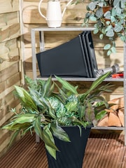 Wham Set of 4 Black Garden Metallica 28cm Square Plastic Planters - Image 1 of 4