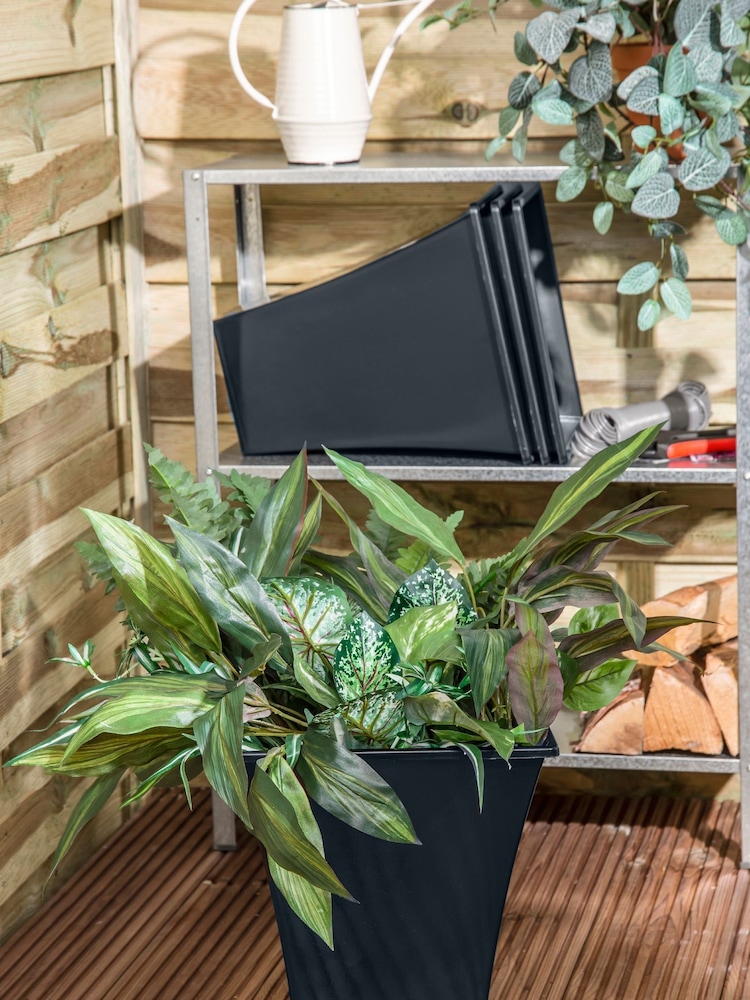 Wham Set of 4 Black Garden Metallica 28cm Square Plastic Planters - Image 1 of 4 Wham Set of 4 Black Garden Metallica 28cm Square Plastic Planters - Image 1 of 4