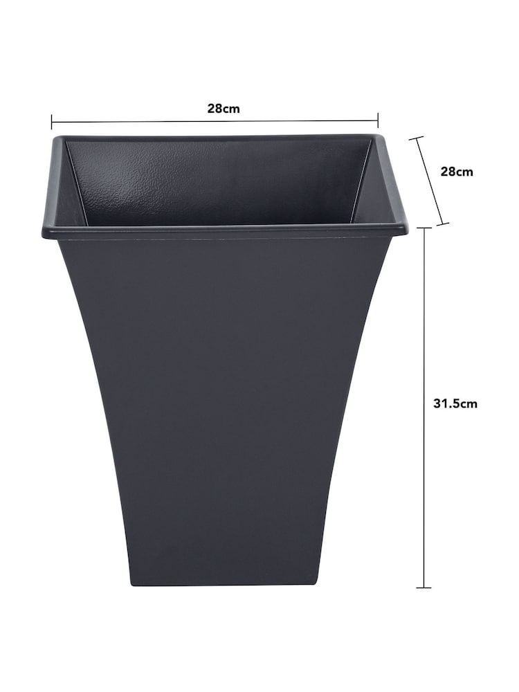 Wham Set of 4 Black Garden Metallica 28cm Square Plastic Planters - Image 4 of 4 Wham Set of 4 Black Garden Metallica 28cm Square Plastic Planters - Image 4 of 4
