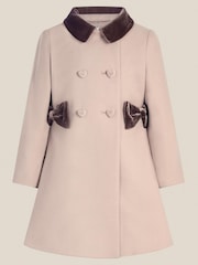 Monsoon Brown Charlotte Velvet Bow A-Line Coat - Image 1 of 2
