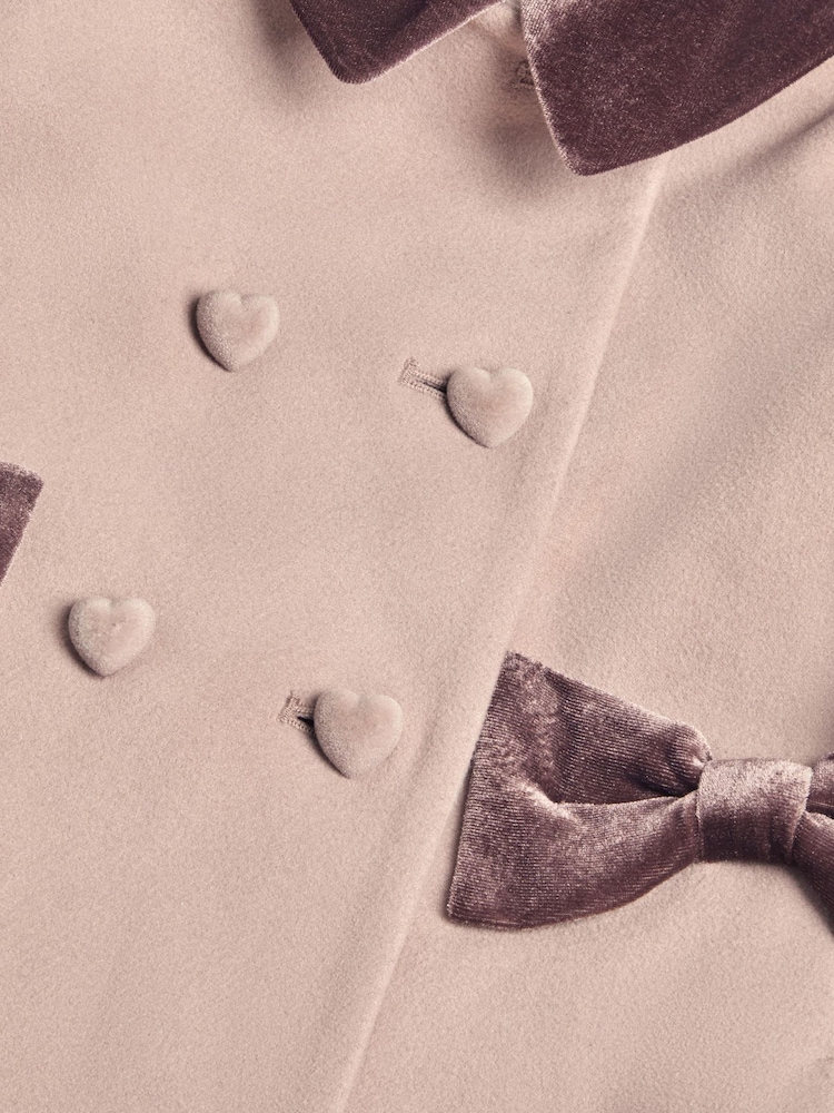 Monsoon Brown Charlotte Velvet Bow A-Line Coat - Image 2 of 2 Monsoon Brown Charlotte Velvet Bow A-Line Coat - Image 2 of 2