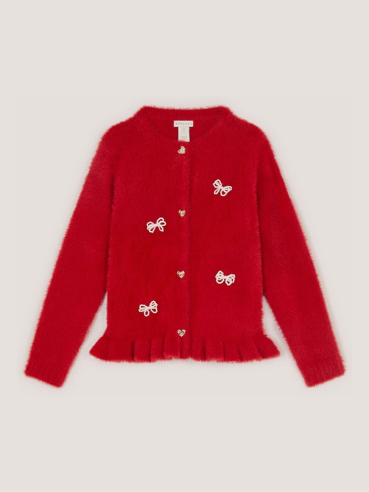 Monsoon Pearl Bow Fluffy Cardigan - Obraz 1 z 2 Monsoon Pearl Bow Fluffy Cardigan - Obraz 1 z 2