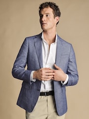 Charles Tyrwhitt Blue Linen Cotton Slim Fit Jacket - Image 1 of 5