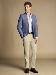 Charles Tyrwhitt Blue Linen Cotton Slim Fit Jacket - Image 3 of 5