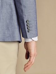 Charles Tyrwhitt Blue Linen Cotton Slim Fit Jacket - Image 4 of 5