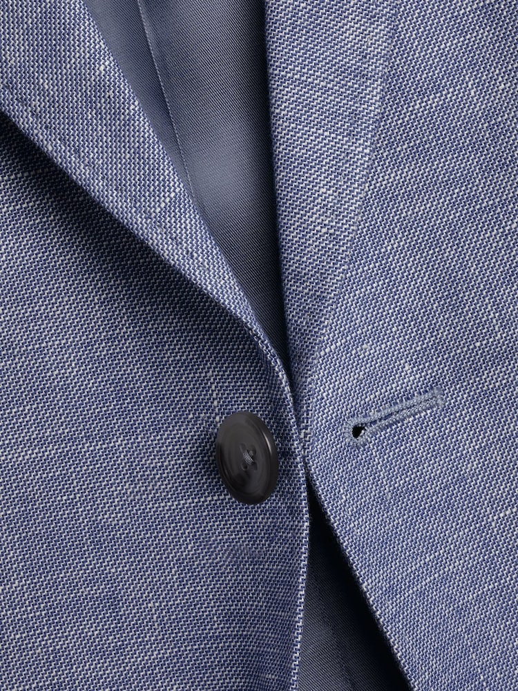 Charles Tyrwhitt Blue Linen Cotton Slim Fit Jacket - Image 5 of 5