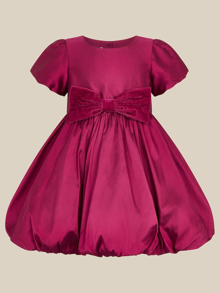 Monsoon Red Baby Velvet Bow Bubble Hem Dress - Image 1 of 3 Monsoon Red Baby Velvet Bow Bubble Hem Dress - Image 1 of 3
