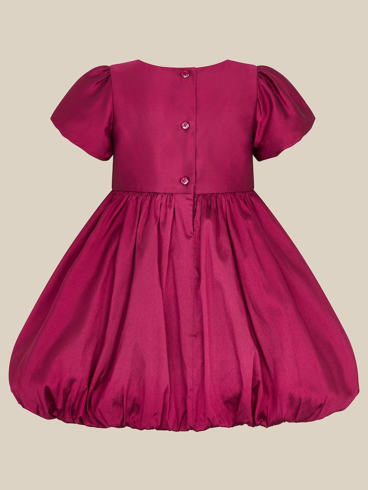 Monsoon Red Baby Velvet Bow Bubble Hem Dress - Image 2 of 3 Monsoon Red Baby Velvet Bow Bubble Hem Dress - Image 2 of 3
