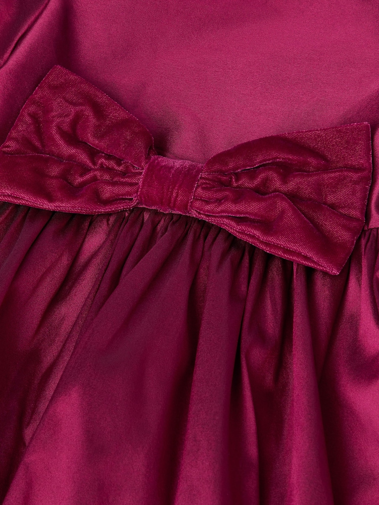 Monsoon Red Baby Velvet Bow Bubble Hem Dress - Image 3 of 3 Monsoon Red Baby Velvet Bow Bubble Hem Dress - Image 3 of 3
