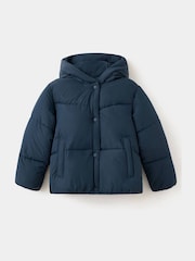 Mango Blue Short Hooded Puffer Tina Coat - Image 1 of 4
