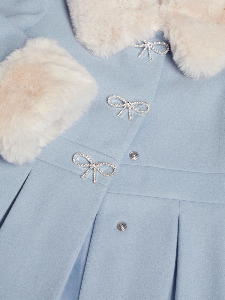 Monsoon Blue Isabella Faux Fur Collar Coat - Image 2 of 2 Monsoon Blue Isabella Faux Fur Collar Coat - Image 2 of 2