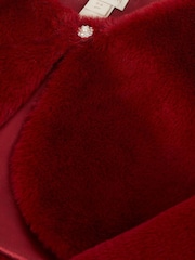Monsoon Red Lara Bow Faux Fur Cardigan - Image 2 of 2