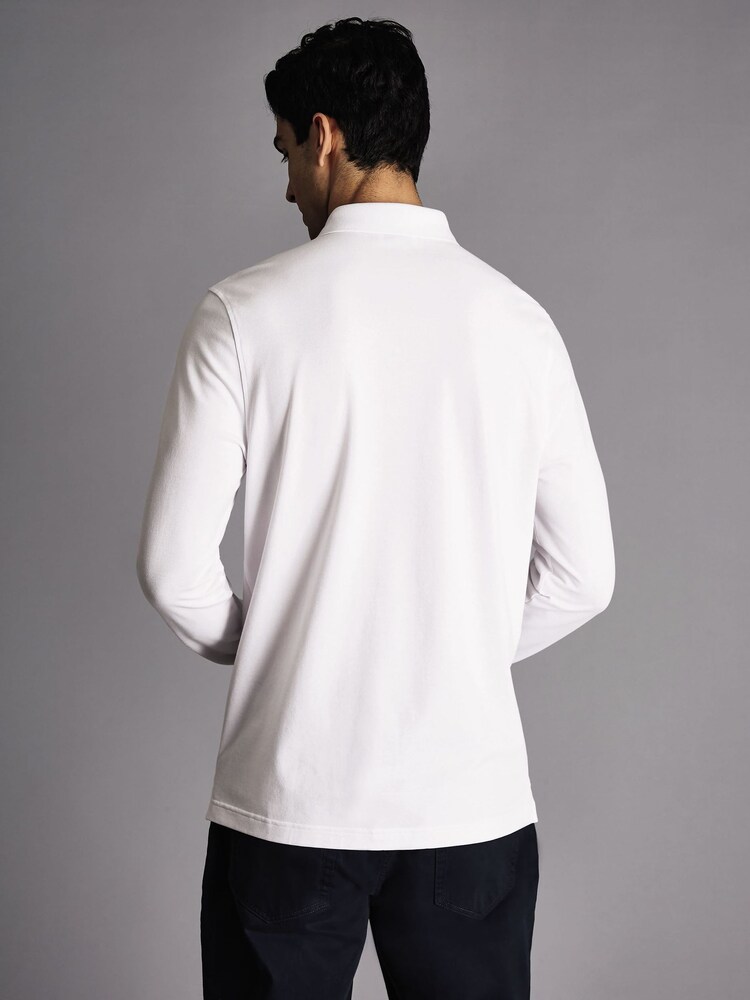 Charles Tyrwhitt White Rfu Long Sleeve Pique Polo Shirt - Image 2 of 5 Charles Tyrwhitt White Rfu Long Sleeve Pique Polo Shirt - Image 2 of 5