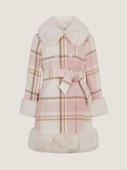 Monsoon Aurora Check Faux Fur Coat - Bilde 1 av 2