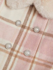 Monsoon Aurora Check Faux Fur Coat - Bilde 2 av 2