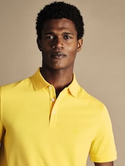 Charles Tyrwhitt Yellow Solid Short Sleeve Cotton Tyrwhitt Pique Polo Shirt - Image 1 of 4