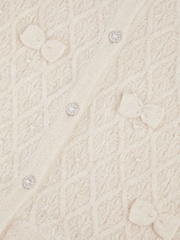 Monsoon Cream Baby Bow Faux Fur Trim Cardigan - Image 2 of 2