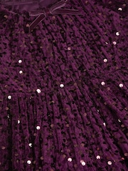 Monsoon Purple Fenella Sequin Velvet Party Dress - Image 2 of 2