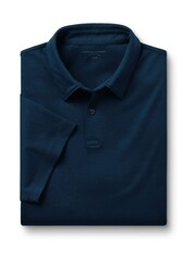 Charles Tyrwhitt Blue Dark 100% Cotton Plain Short Sleeve Jersey Polo Shirt - Image 3 of 5