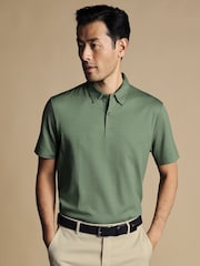 Charles Tyrwhitt Green Cotton Tencel Tyrwhitt Cool Polo Shirt - Image 1 of 5