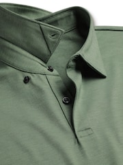 Charles Tyrwhitt Green Cotton Tencel Tyrwhitt Cool Polo Shirt - Image 4 of 5