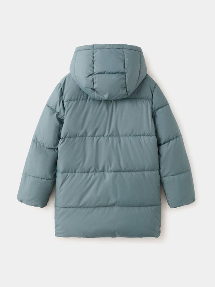 Mango Dark Blue Hooded Puffer Amerlong Coat - Image 2 of 4 Mango Dark Blue Hooded Puffer Amerlong Coat - Image 2 of 4