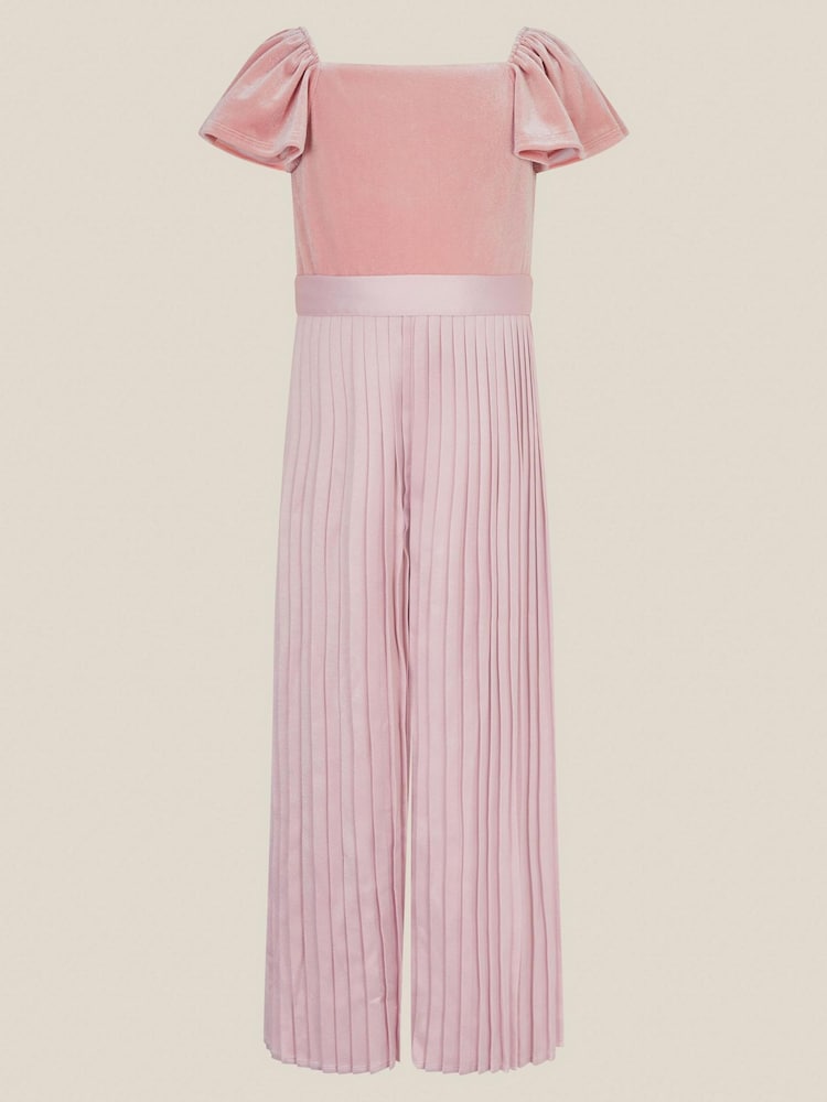 Қызғылт - Monsoon Quinn Velvet Pleated Jumpsuit - 2суретінің 1 суреті