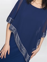Gina Bacconi Natural Amber Maxi Asymmetrical Cape Dress - Image 4 of 5