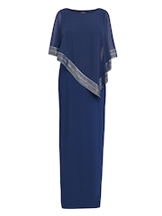 Gina Bacconi Natural Amber Maxi Asymmetrical Cape Dress - Image 5 of 5