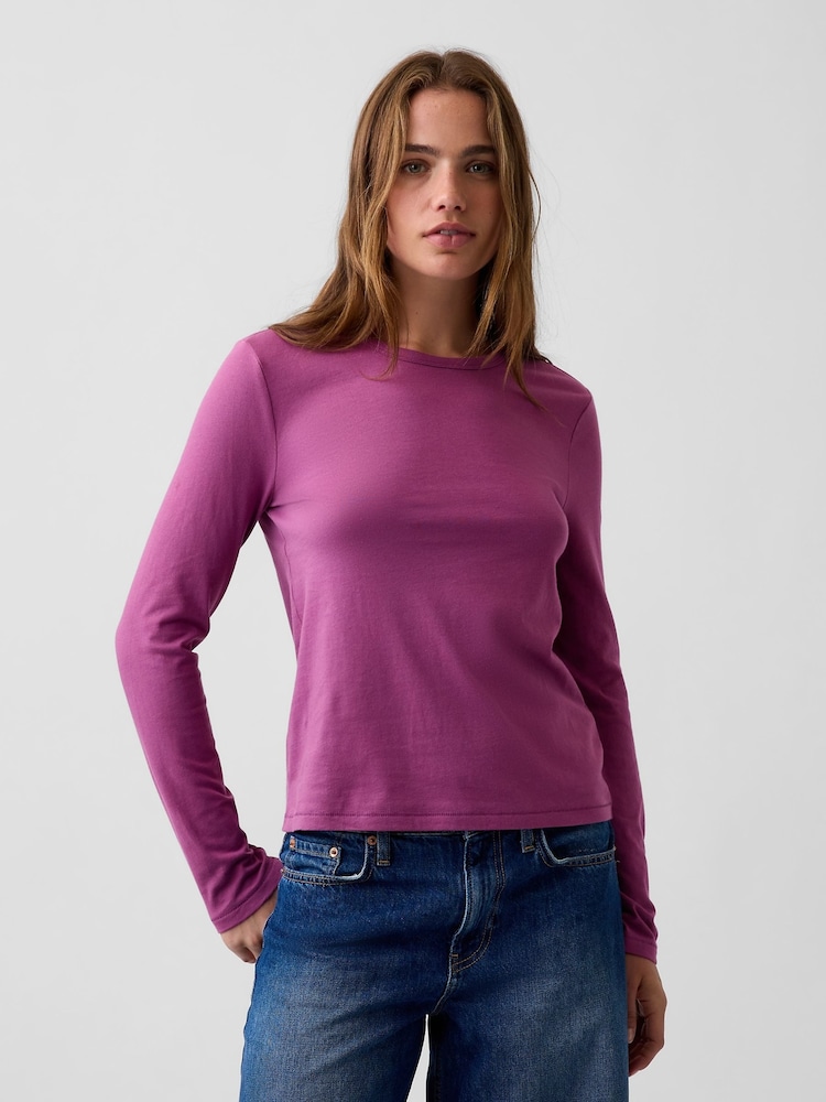 Morado - Gap Vintage Soft Long Sleeve T-Shirt - Imagen 1 de 4