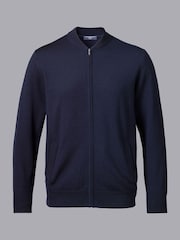 Charles Tyrwhitt Blue Blue Pure Merino Zip Up Bomber Jacket - Image 5 of 6