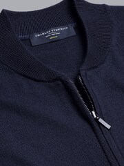 Charles Tyrwhitt Blue Blue Pure Merino Zip Up Bomber Jacket - Image 6 of 6