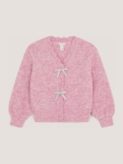 Monsoon Pink Sparkle Bow Scallop Cardigan - Image 1 of 2