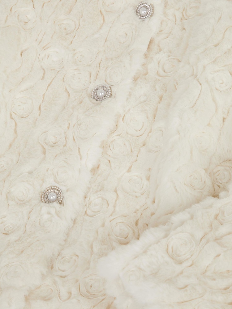 Monsoon Cream Cornelli Embroidered Faux Fur Jacket - Image 2 of 2 Monsoon Cream Cornelli Embroidered Faux Fur Jacket - Image 2 of 2
