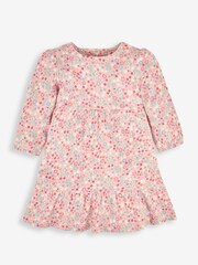 JoJo Maman Bébé Pink Girls' Pretty Mouse Floral Tiered Dress - Image 1 of 3