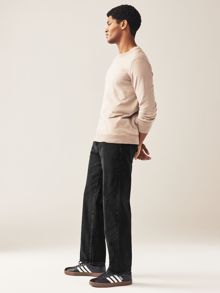 Schwarz - Klassische Stretch-Jeans in Relaxed Fit - Image 3 of 10