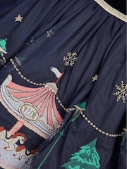 Monsoon Blue Christmas Market Scene Velvet Disco Dress - Image 5 of 5