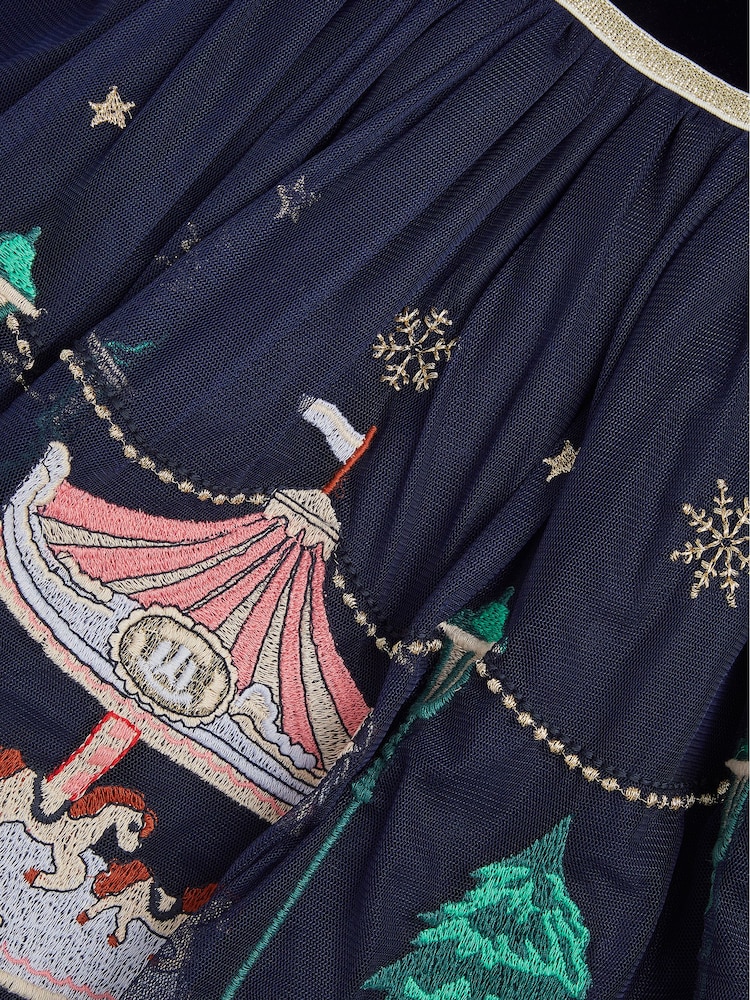 Monsoon Blue Christmas Market Scene Velvet Disco Dress - Image 5 of 5 Monsoon Blue Christmas Market Scene Velvet Disco Dress - Image 5 of 5