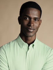 Charles Tyrwhitt Green 100% Cotton Plain Short Sleeve Jersey Polo Shirt - Image 2 of 5