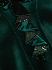 Monsoon Green Genevieve Sequin Bow Velvet Party Dress - Image 2 of 2