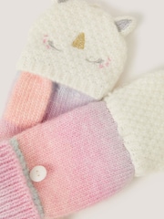 Monsoon Pink Unicorn Ombré Hat & Gloves Set - Image 2 of 2