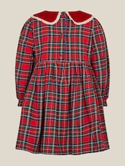 Monsoon Red Baby Robin Tartan Print Christmas Dress - Image 4 of 5